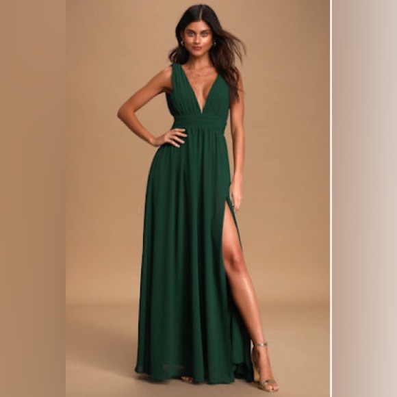 Lulu's Deep Green Maxi Dress - Picture 1 of 4